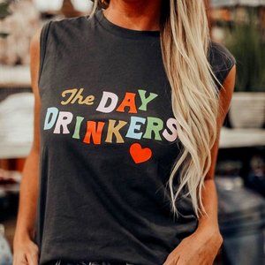 Fun and Funny Black Day Drinkers Tank Top.